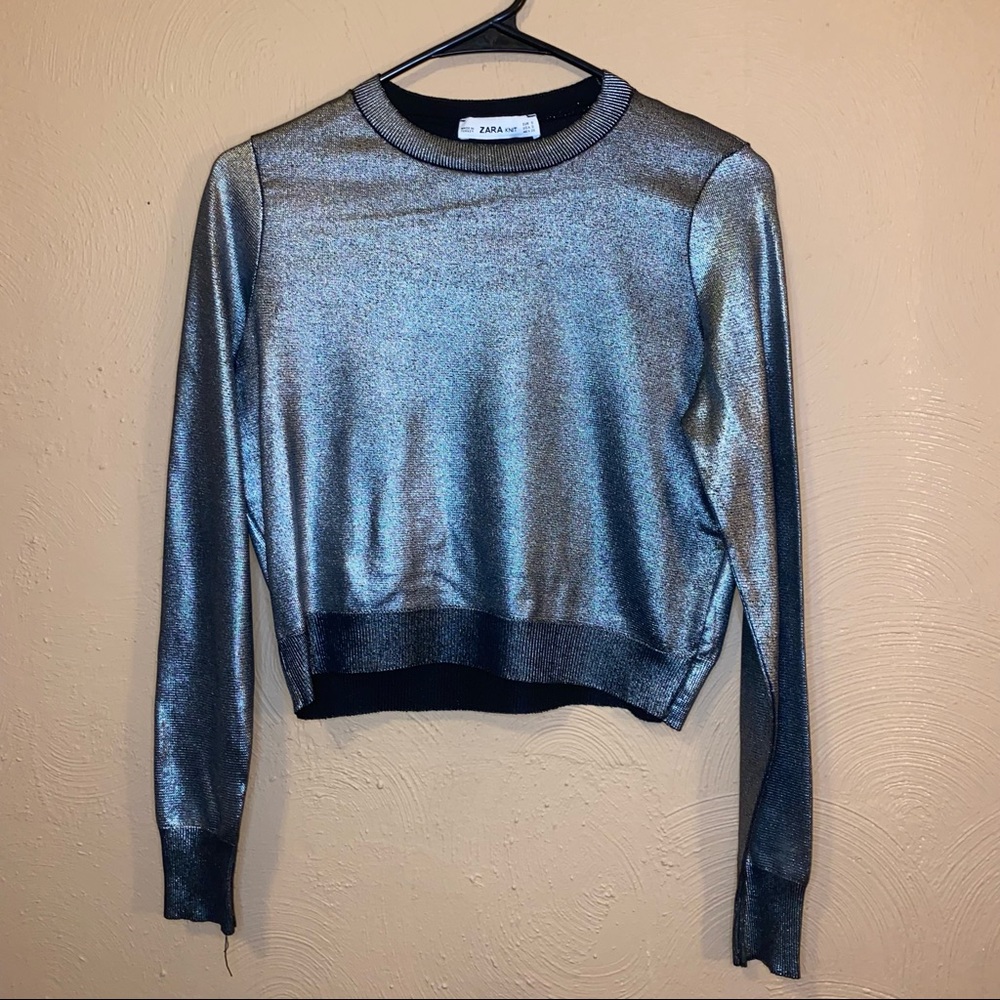 Zara Knit Metallic Long Sleeve Shirt